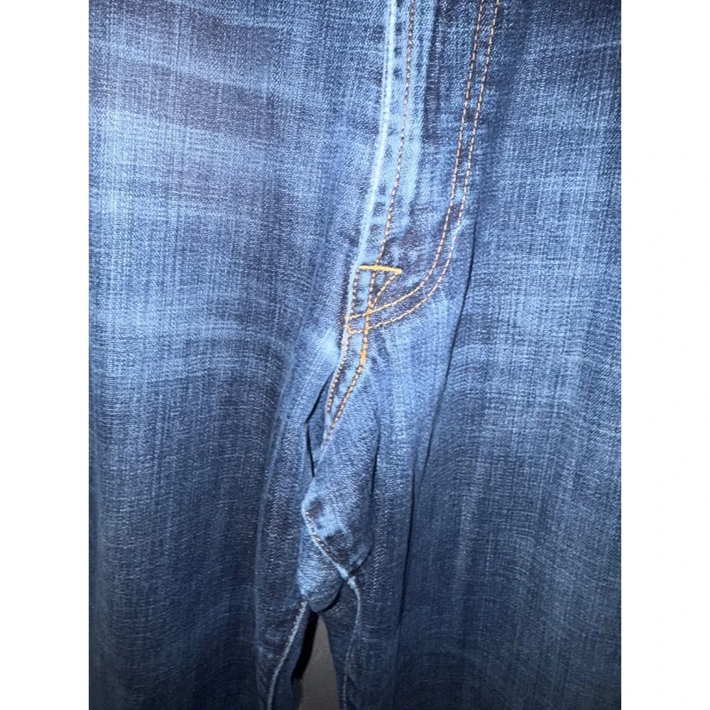 Lucky Brand 455 Relaxed Boot Jeans Mens 36x34 Blue Medium Wash Distressed Hem